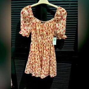 Country Floral Dress with Puff Sleeves